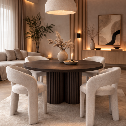 (Pre-order) Eettafel Kwatri – Japandi Design met Walnoot Hout