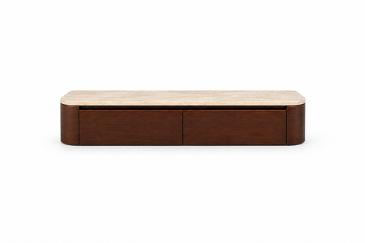 Gangkast/ Kaptafel Walnoot&Travertine 100cm