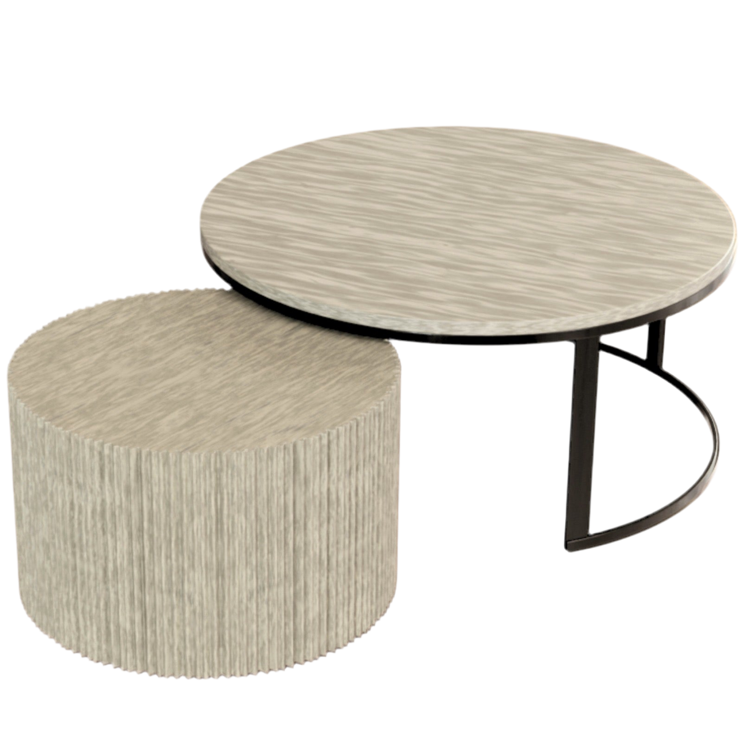 Salontafel Iki – Japandi Design in Travertin & Massief Hout