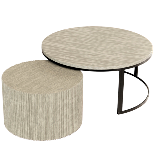 Salontafel Iki – Japandi Design in Travertin & Massief Hout