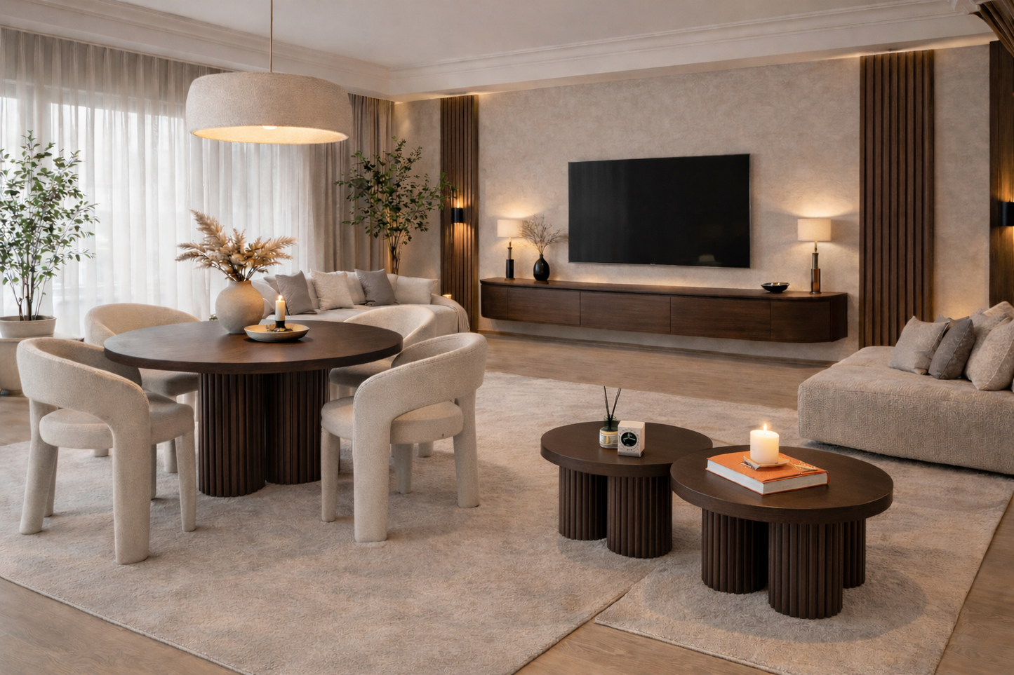 (Pre-order) Eettafel Kwatri – Japandi Design met Walnoot Hout