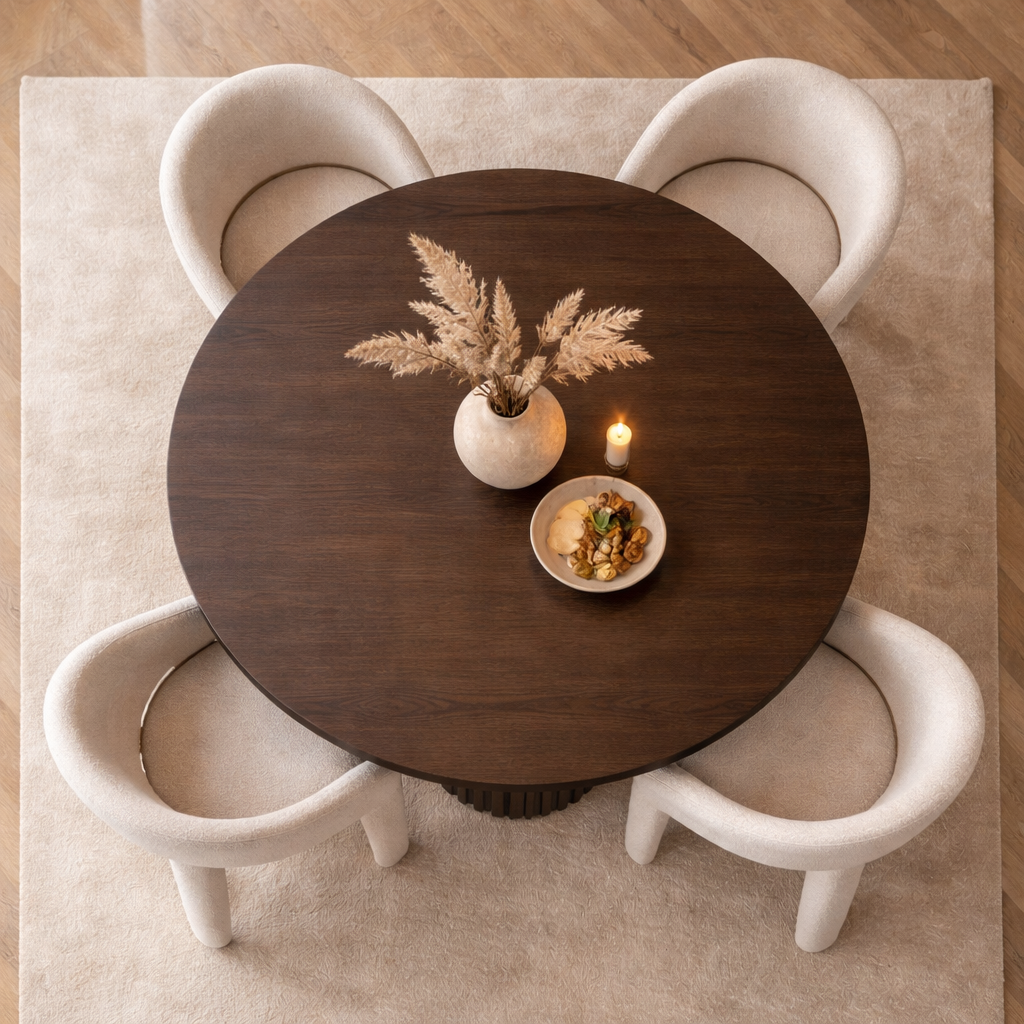 (Pre-order) Eettafel Kwatri – Japandi Design met Walnoot Hout